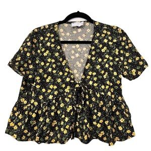 ASOS Floral Print Flutter Sleeve Blouse